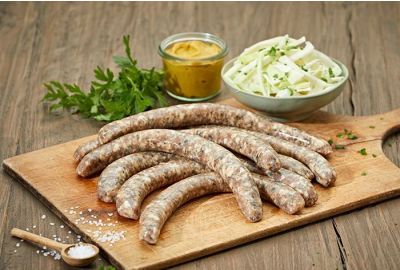 Rezept für Bauernbratwurst mit Kartoffeln und hausgemachter Grillsoße